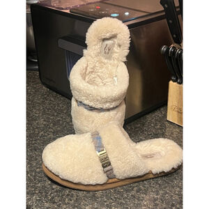 UGG Dalla Beige Plaid Fuzzy Slippers